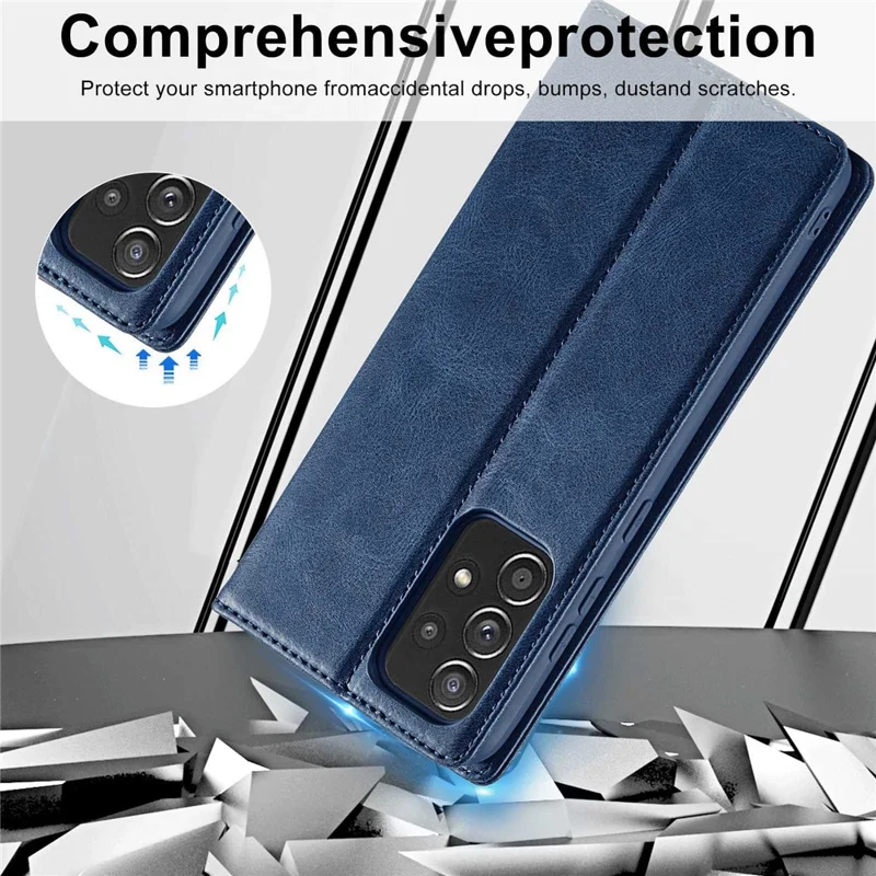 LC.IMEEKE Anti-shock Phone Case for Samsung Galaxy A53 5G, RFID Blocking Magnetic Closure Flip Wallet Stand Cell Phone Cover - Blue
