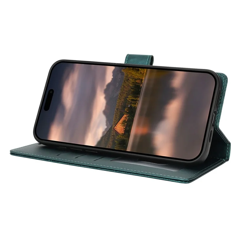 For Samsung Galaxy A35 5G Case with Hand Strap Flower Imprint Leather Wallet Phone Cover - Green