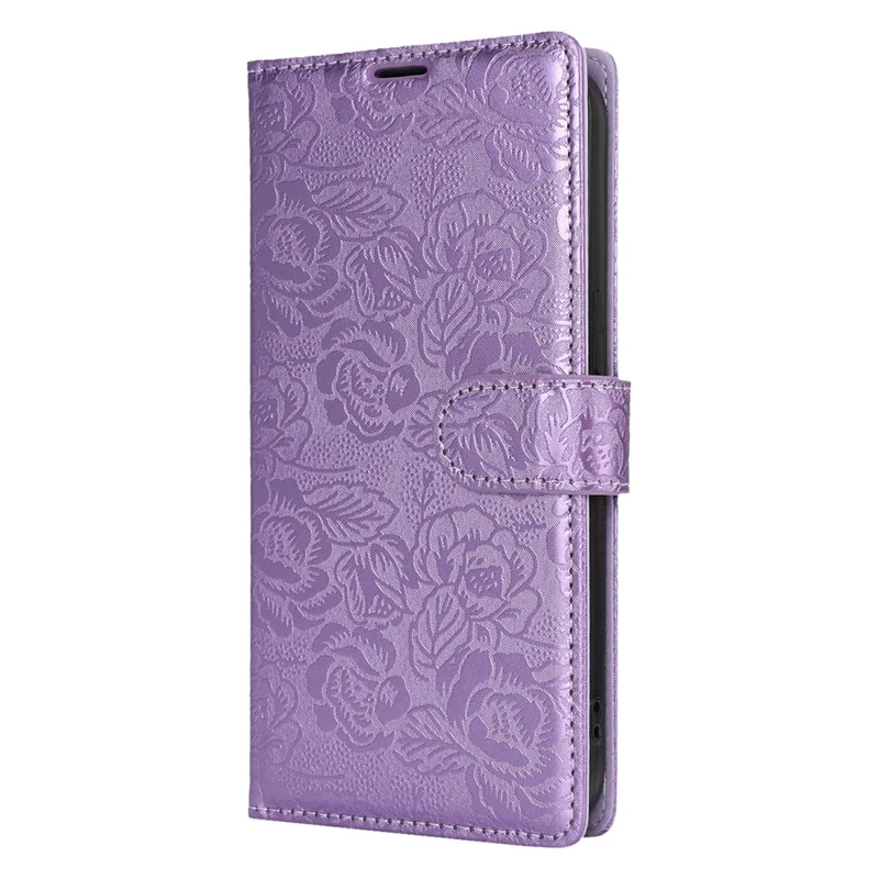 For Samsung Galaxy A36 5G Case with Hand Strap Flower Imprint Leather Wallet Phone Cover - Purple