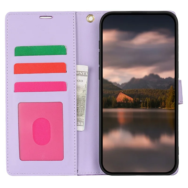 For Samsung Galaxy A36 5G Case with Hand Strap Flower Imprint Leather Wallet Phone Cover - Purple