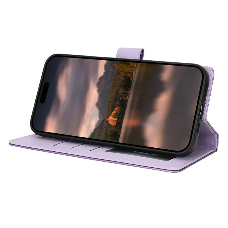 For Samsung Galaxy A36 5G Case with Hand Strap Flower Imprint Leather Wallet Phone Cover - Purple