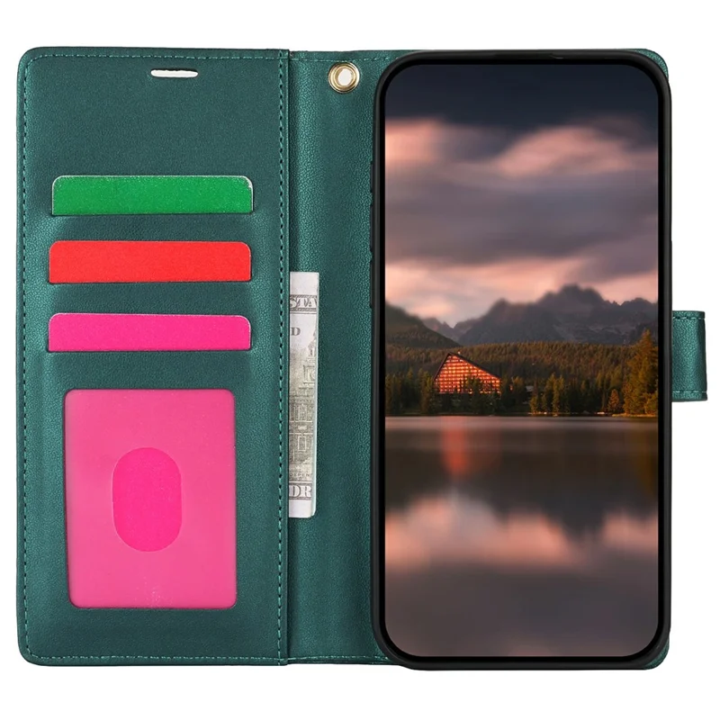 For Samsung Galaxy A13 4G / 5G Case with Hand Strap Flower Imprint Leather Wallet Phone Cover - Green