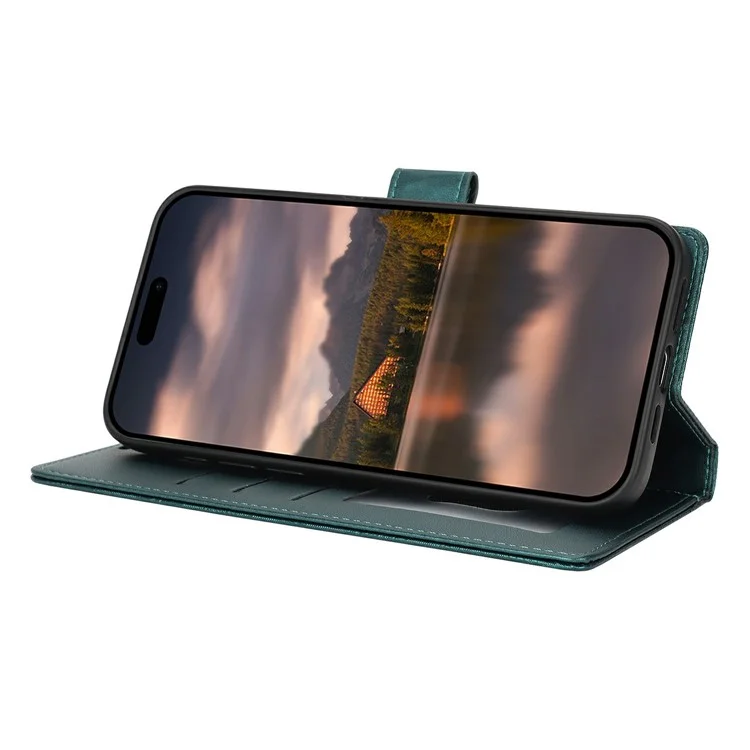 For Samsung Galaxy S23 FE Case with Hand Strap Flower Imprint Leather Wallet Phone Cover - Green