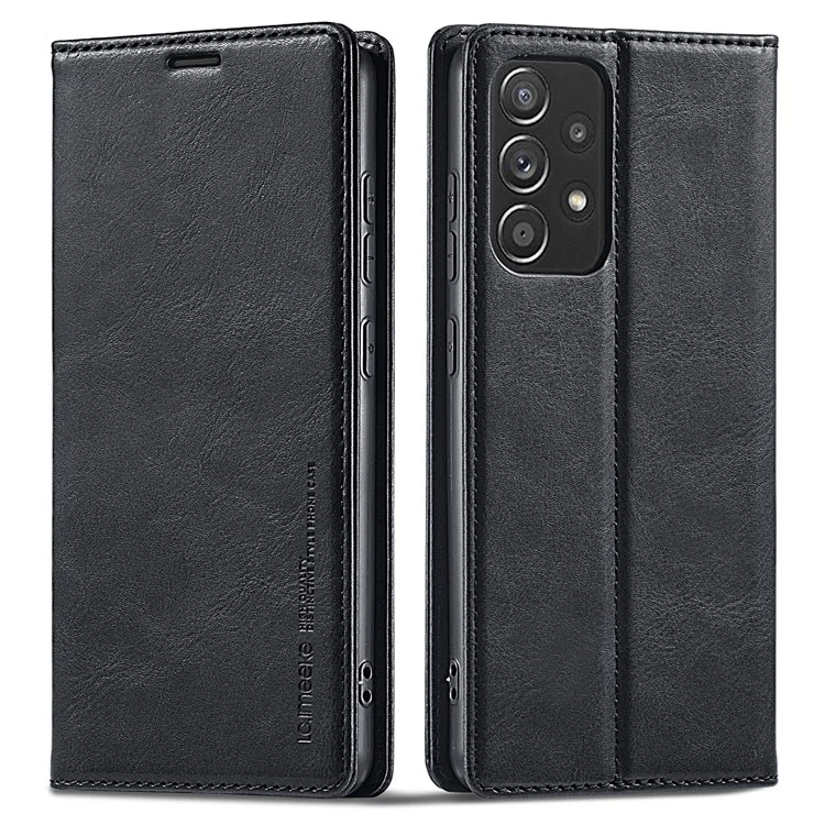 LC.IMEEKE para Samsung Galaxy A52 4G / 5G / A52s 5G Funda de Teléfono Blindada RFID con Soporte Flip Wallet Cover - Negro