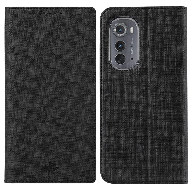 Vili DMX Series Drop-proof Phone Case Для Motorola Edge (2022) 5G, Cute Leather Magnetic Cover Cover Stand с Держателем Карты - Черный