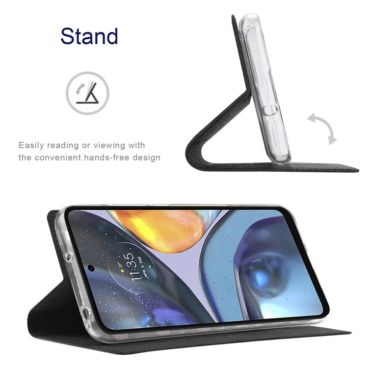 Vili DMX Series Drop-proof Phone Case Для Motorola Edge (2022) 5G, Cute Leather Magnetic Cover Cover Stand с Держателем Карты - Черный