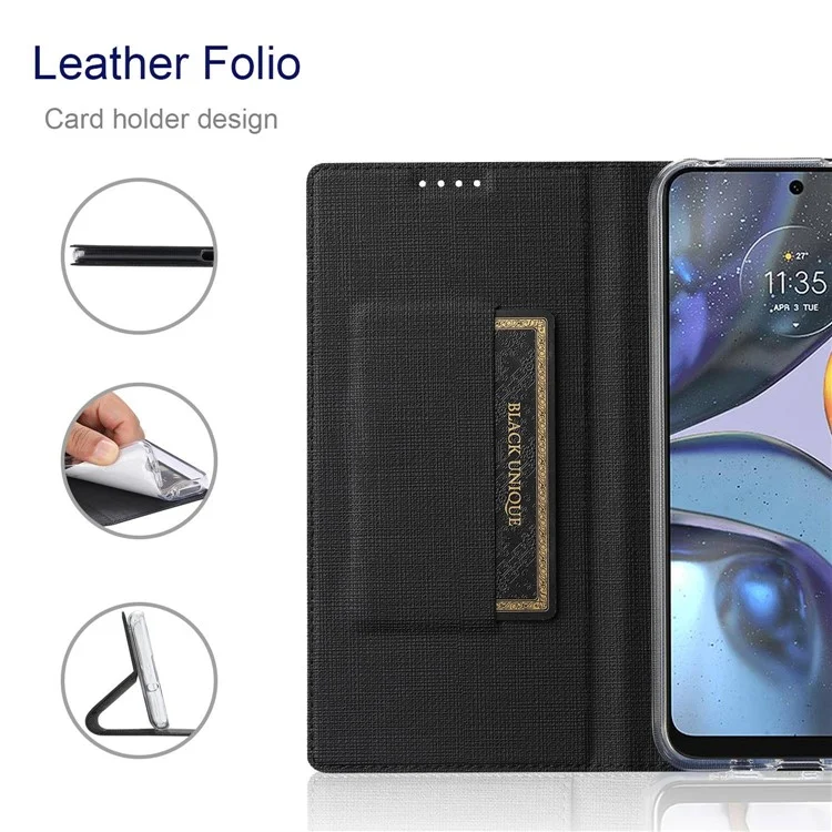 Vili DMX Series Drop-proof Phone Case Для Motorola Edge (2022) 5G, Cute Leather Magnetic Cover Cover Stand с Держателем Карты - Черный