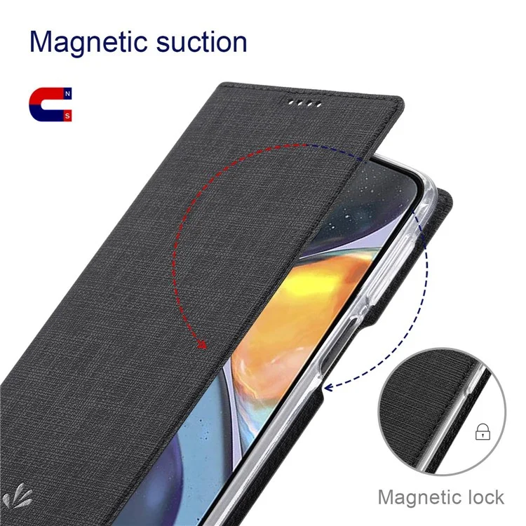 Vili DMX Series Drop-proof Phone Case Для Motorola Edge (2022) 5G, Cute Leather Magnetic Cover Cover Stand с Держателем Карты - Черный