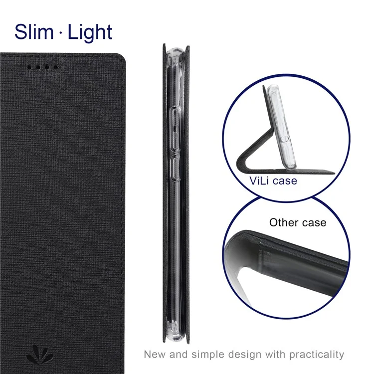 Vili DMX Series Drop-proof Phone Case Для Motorola Edge (2022) 5G, Cute Leather Magnetic Cover Cover Stand с Держателем Карты - Черный