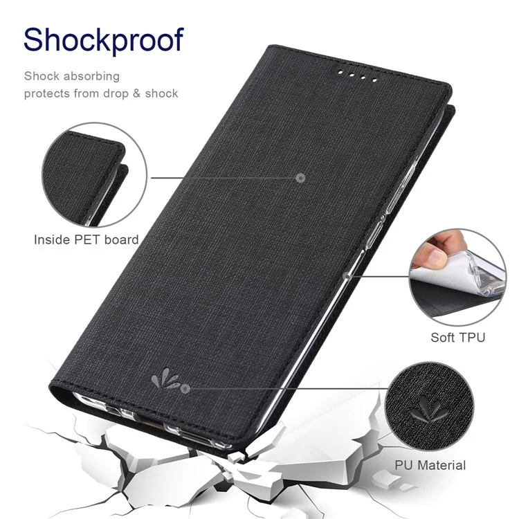 Vili DMX Series Drop-proof Phone Case Для Motorola Edge (2022) 5G, Cute Leather Magnetic Cover Cover Stand с Держателем Карты - Черный