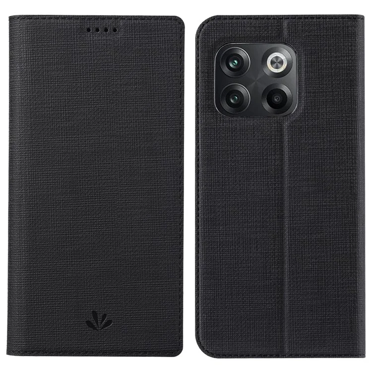 VILI DMX Series pour OnePlus 10T 5G / Ace Pro 5G Étui folio à fente pour carte Flip Cover Magnétique Auto-absorbé Étui en cuir PU Debout - Noir