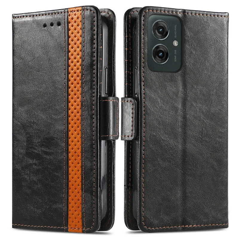 CASENEO 002 Série pour Motorola Moto G55 5G Étui Debout Portefeuille Assemblage Couverture en Cuir PU - Noir