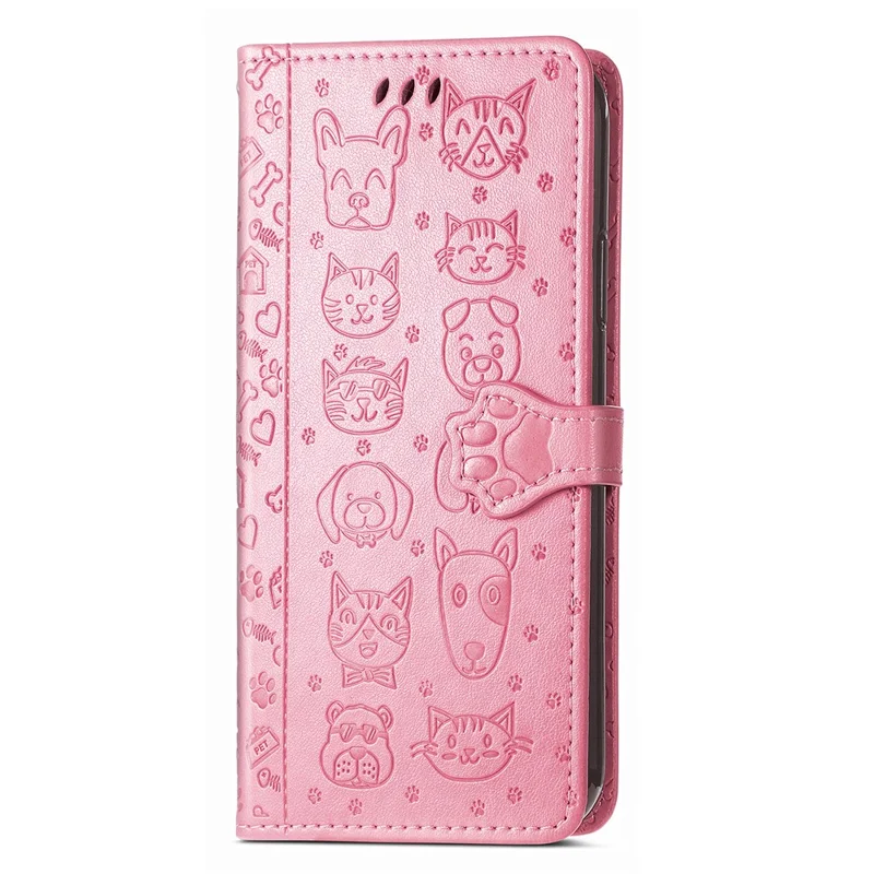 Leather Phone Case For Xiaomi Redmi 14C 4G / 14R 5G / Poco C75 4G Wallet Flip Phone Cover Cute Cat Dog Pattern - Pink