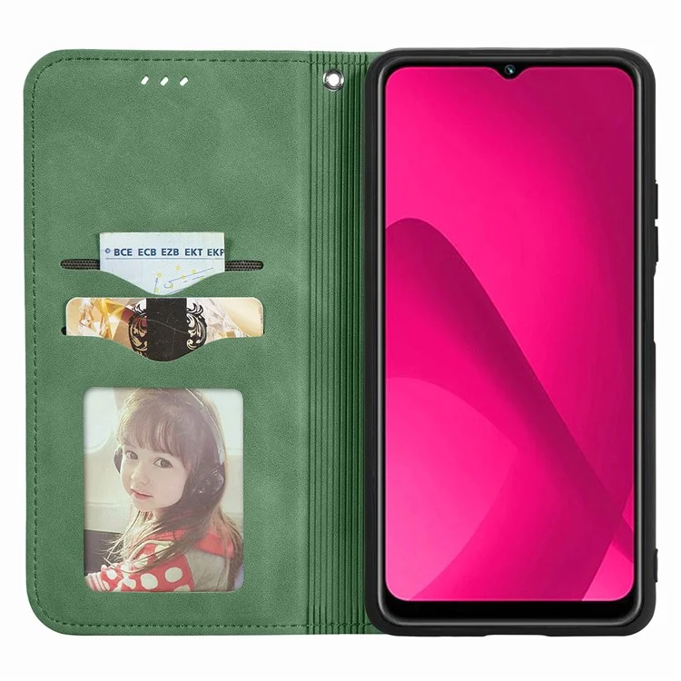 Étui en cuir pour Xiaomi Redmi 14C 4G / 14R 5G / Poco C75 4G, sensation de toucher de la peau, porte-cartes, coque de téléphone à absorption magnétique - Vert