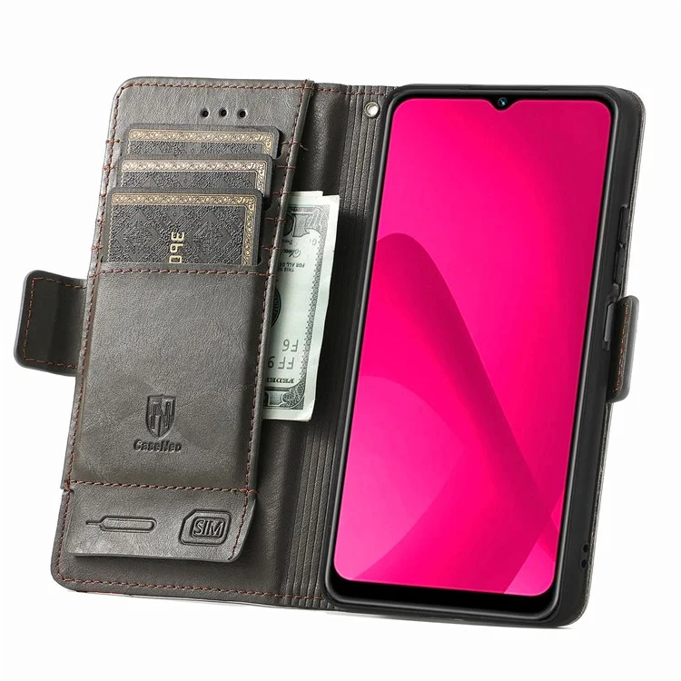 CASENEO 002 Serie Verbindungsgehäuse für Xiaomi Redmi 14C 4G / 14R 5G / Poco C75 4G Standfuß Brieftasche PU-Leder Cover - Grau