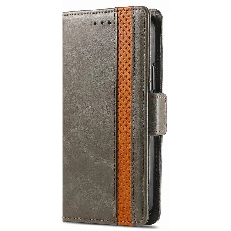 CASENEO 002 Serie Verbindungsgehäuse für Xiaomi Redmi 14C 4G / 14R 5G / Poco C75 4G Standfuß Brieftasche PU-Leder Cover - Grau