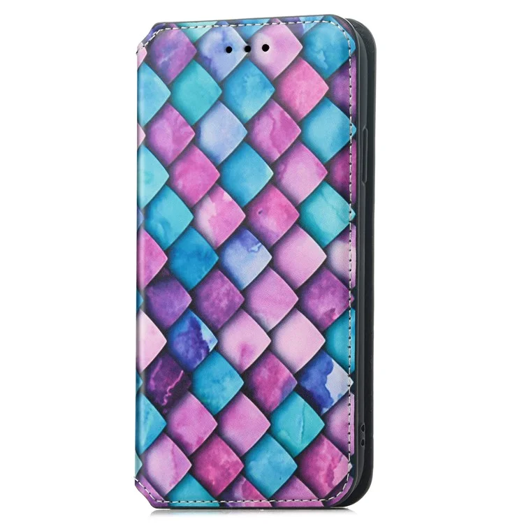 Funda con bloqueo RFID CASENEO para Xiaomi Redmi 14C 4G / 14R 5G / Poco C75 4G, cubierta de cuero con estampado - Escala púrpura