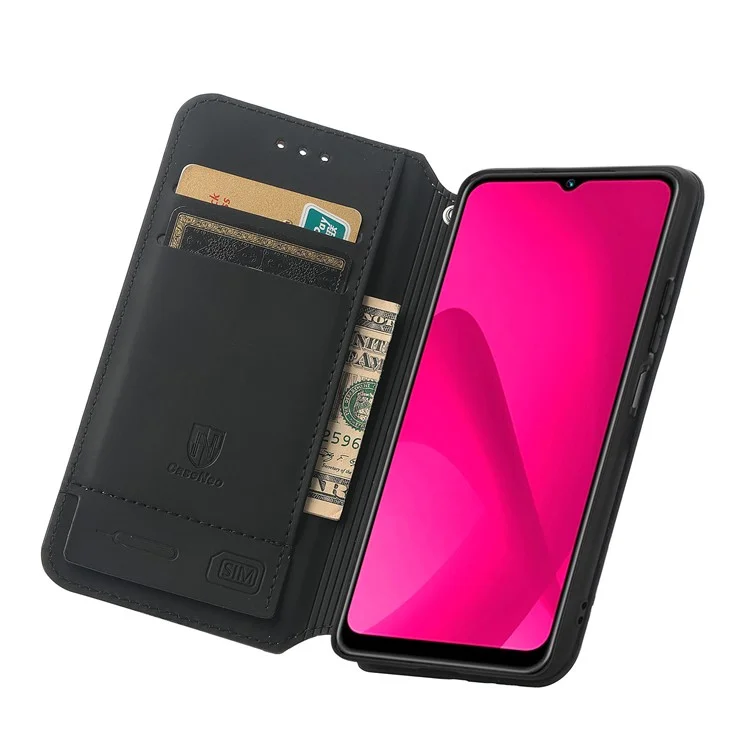 Funda con bloqueo RFID CASENEO para Xiaomi Redmi 14C 4G / 14R 5G / Poco C75 4G, cubierta de cuero con estampado - Escala púrpura