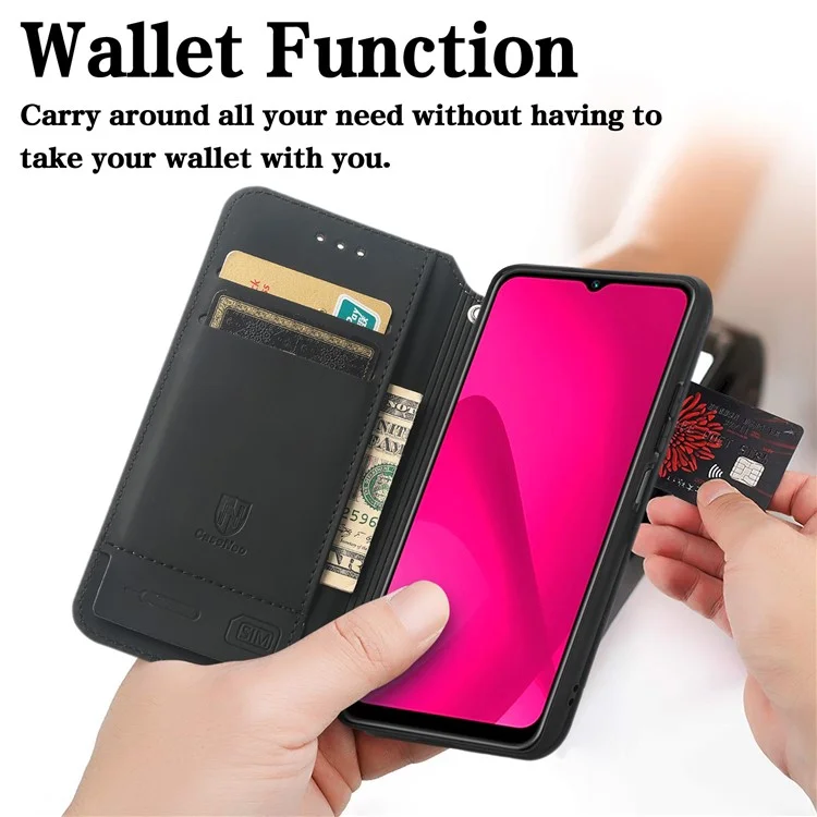 Funda con bloqueo RFID CASENEO para Xiaomi Redmi 14C 4G / 14R 5G / Poco C75 4G, cubierta de cuero con estampado - Escala púrpura