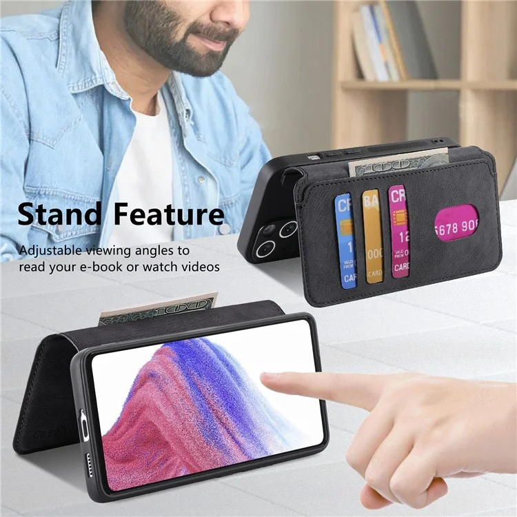 Étui CASENEO MW-03 pour Xiaomi Redmi 14C 4G / 14R 5G / Poco C75 4G, portefeuille détachable en cuir + TPU, housse de téléphone - Noir