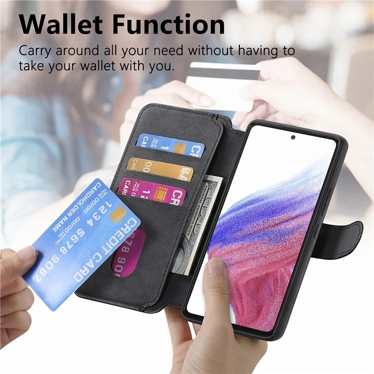 Étui CASENEO MW-03 pour Xiaomi Redmi 14C 4G / 14R 5G / Poco C75 4G, portefeuille détachable en cuir + TPU, housse de téléphone - Noir