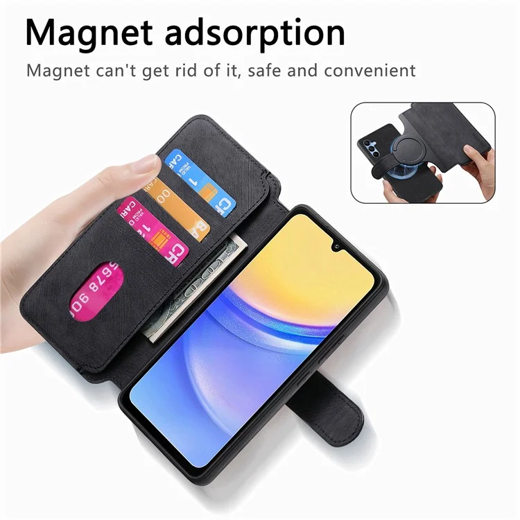 Étui CASENEO MW-03 pour Xiaomi Redmi 14C 4G / 14R 5G / Poco C75 4G, portefeuille détachable en cuir + TPU, housse de téléphone - Noir