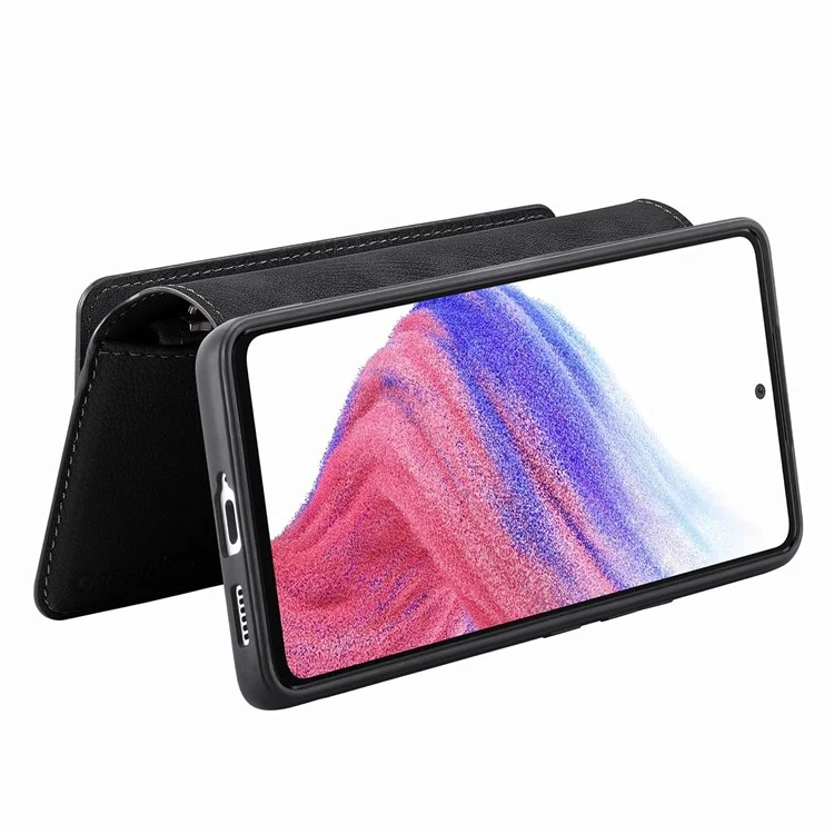 Étui CASENEO MW-02 pour Xiaomi Redmi 14C 4G / 14R 5G / Poco C75 4G, étui à rabat en cuir magnétique amovible - Noir