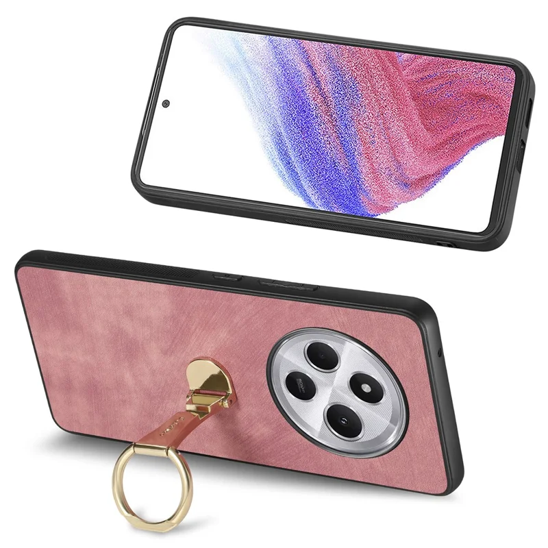 Funda CASENEO D22 para Xiaomi Redmi 14C 4G / 14R 5G / Poco C75 4G con soporte plegable y cubierta trasera de cuero retro - Rosa