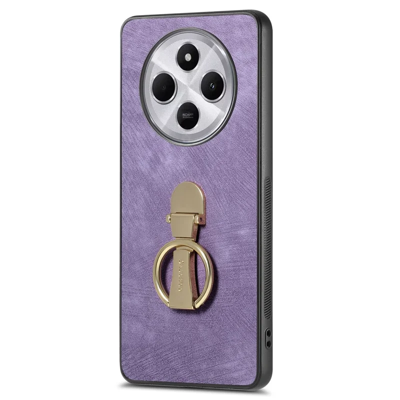 CASENEO D22 Phone Case For Xiaomi Redmi 14C 4G / 14R 5G / Poco C75 4G Retro Leather Back Cover with Folding Kickstand - Purple