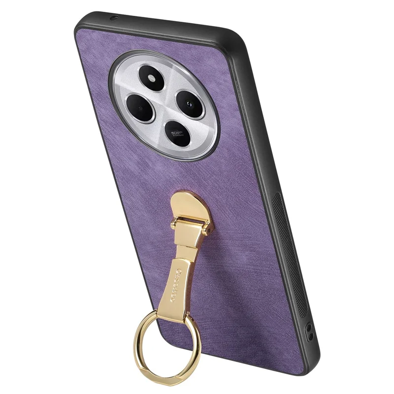 CASENEO D22 Phone Case For Xiaomi Redmi 14C 4G / 14R 5G / Poco C75 4G Retro Leather Back Cover with Folding Kickstand - Purple