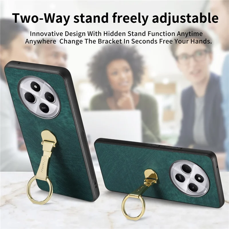 CASENEO D22 Phone Case For Xiaomi Redmi 14C 4G / 14R 5G / Poco C75 4G Retro Leather Back Cover with Folding Kickstand - Purple