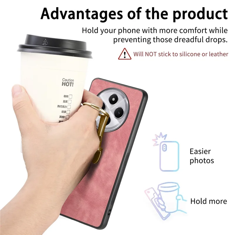 CASENEO D22 Phone Case For Xiaomi Redmi 14C 4G / 14R 5G / Poco C75 4G Retro Leather Back Cover with Folding Kickstand - Purple