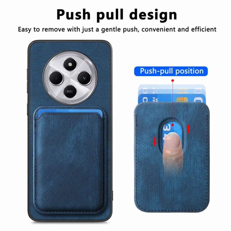 Retro-Hülle für Xiaomi Redmi 14C 4G / 14R 5G / Poco C75 4G Leder+TPU Handyhülle mit abnehmbarem Kartenfach - Lila