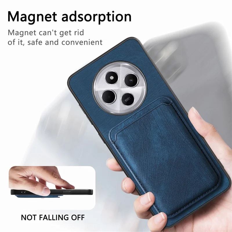 Retro-Hülle für Xiaomi Redmi 14C 4G / 14R 5G / Poco C75 4G Leder+TPU Handyhülle mit abnehmbarem Kartenfach - Lila