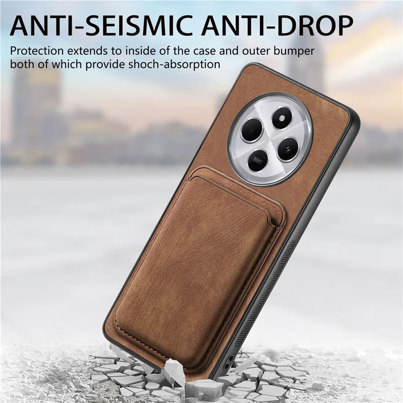 Retro-Hülle für Xiaomi Redmi 14C 4G / 14R 5G / Poco C75 4G Leder+TPU Handyhülle mit abnehmbarem Kartenfach - Lila