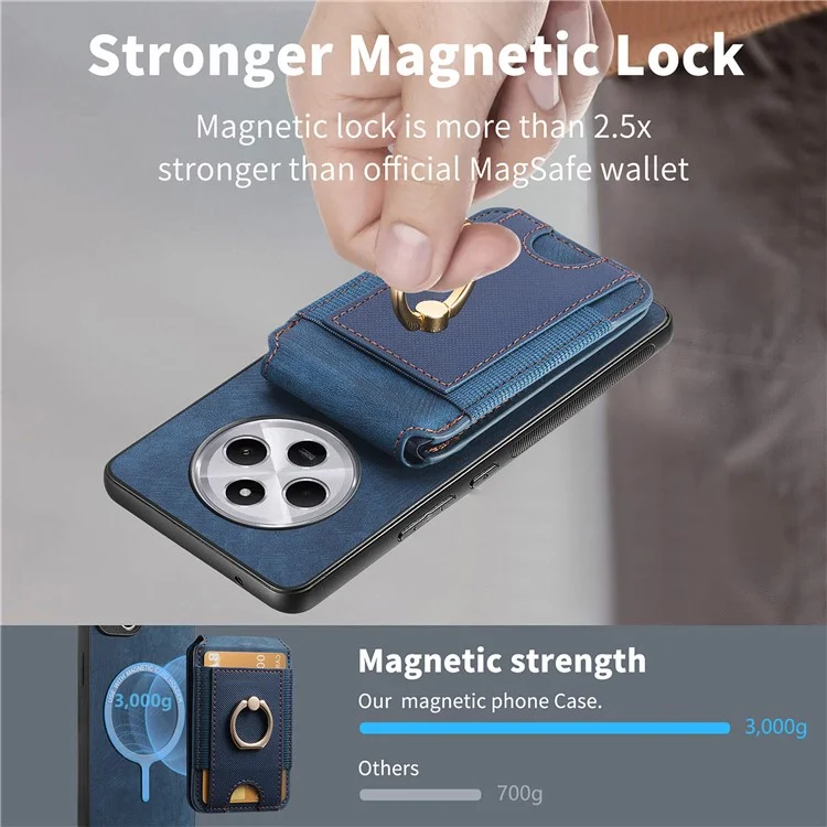 Coque de téléphone pour Xiaomi Redmi 14C 4G / 14R 5G / Poco C75 4G avec support, couverture arrière en cuir avec porte-carte amovible - Rose