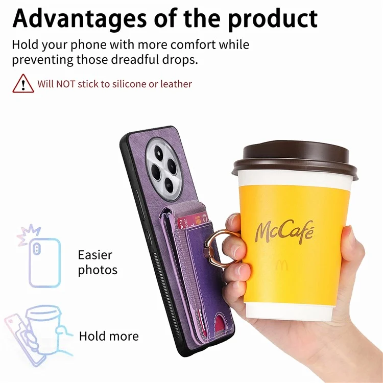 Coque de téléphone pour Xiaomi Redmi 14C 4G / 14R 5G / Poco C75 4G avec support, couverture arrière en cuir avec porte-carte amovible - Rose