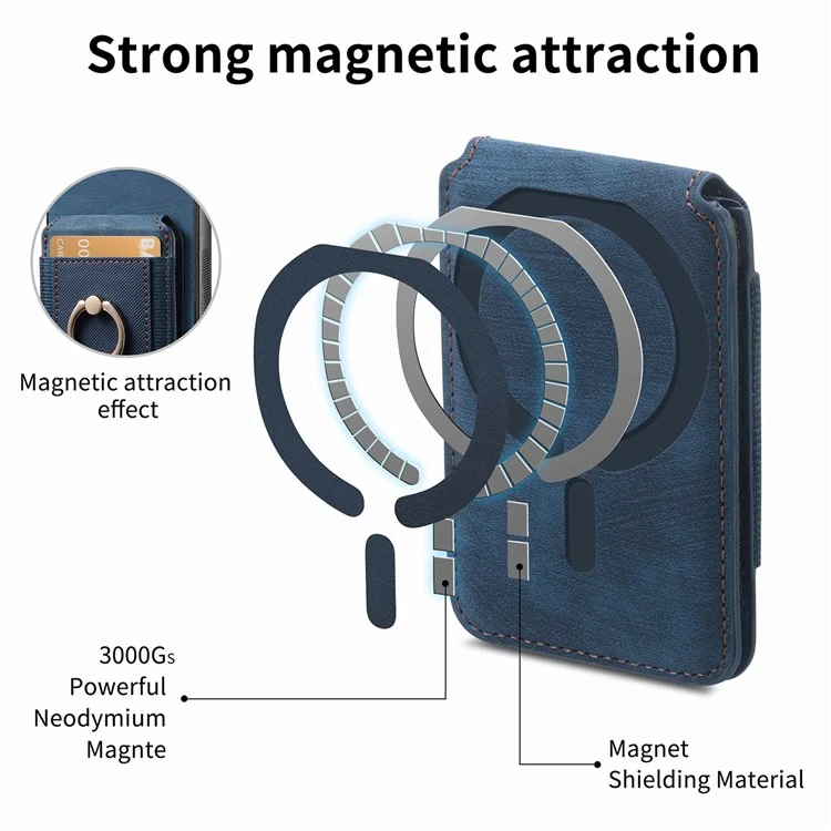 Phone Case For Xiaomi Redmi 14C 4G / 14R 5G / Poco C75 4G Kickstand Leather Back Cover with Detachable Card Holder - Blue