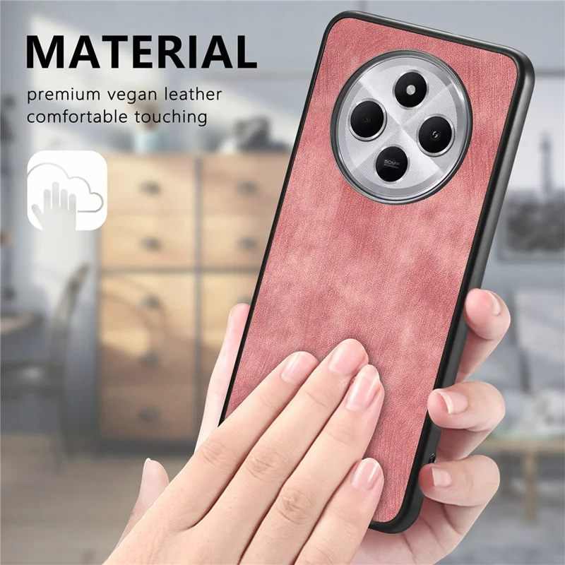 Retro Back Case For Xiaomi Redmi 14C 4G / 14R 5G / Poco C75 4G Leather + TPU Shockproof Protective Phone Cover - Brown