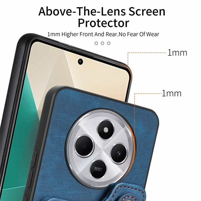 RFID Blocking Case For Xiaomi Redmi 14C 4G / 14R 5G / Poco C75 4G Handbag Leather+TPU Phone Cover Card Slots, Ring Holder - Black