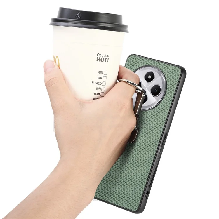 Custodia CASENEO C1-19 per Xiaomi Redmi 14C 4G / 14R 5G / Poco C75 4G, con supporto pieghevole, cover posteriore in pelle con texture in fibra di carbonio - Nero