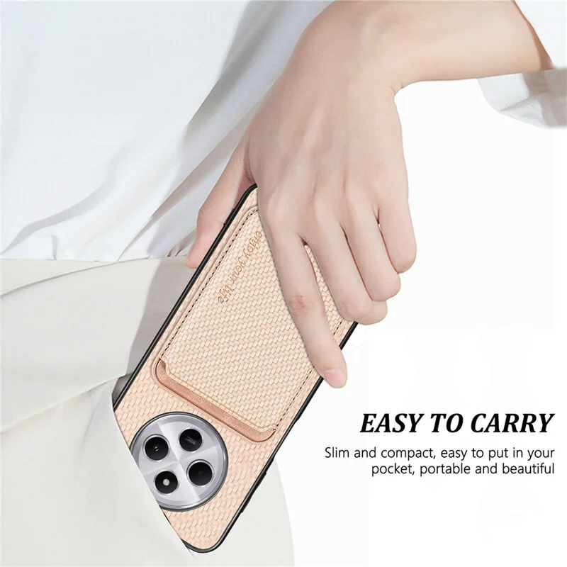 Capa para Xiaomi Redmi 14C 4G / 14R 5G / Poco C75 4G - Fibra de carbono e couro com bolsa destacável para cartão - Azul