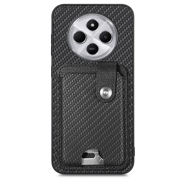 Case with Card Holder For Xiaomi Redmi 14C 4G / 14R 5G / Poco C75 4G Leather+PC+TPU Phone Cover with Card Knife - Black