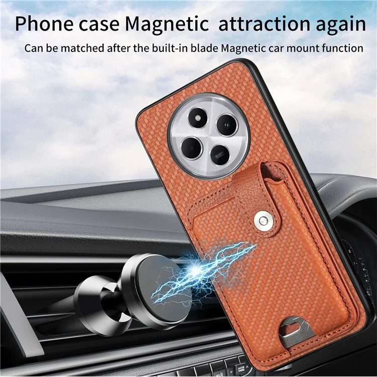 Case with Card Holder For Xiaomi Redmi 14C 4G / 14R 5G / Poco C75 4G Leather+PC+TPU Phone Cover with Card Knife - Black