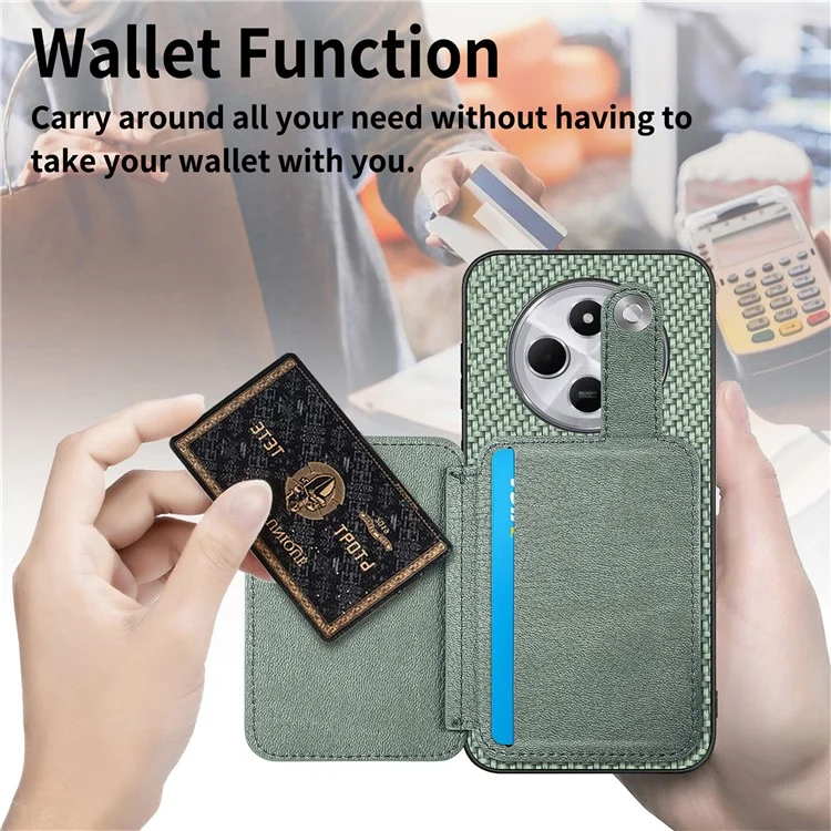 Case with Card Holder For Xiaomi Redmi 14C 4G / 14R 5G / Poco C75 4G Leather+PC+TPU Phone Cover with Card Knife - Black