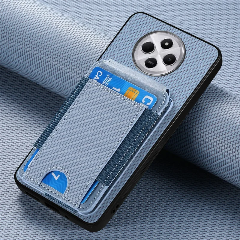 Case with Card Holder For Xiaomi Redmi 14C 4G / 14R 5G / Poco C75 4G Leather+PC+TPU Kickstand Phone Cover - Blue