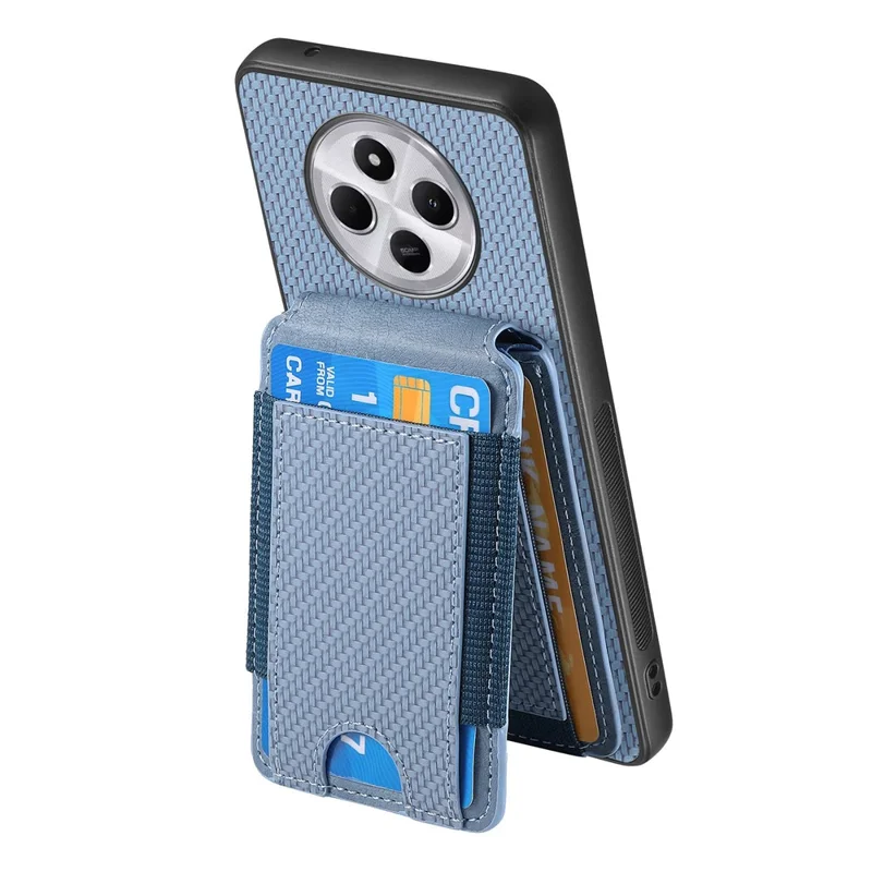 Case with Card Holder For Xiaomi Redmi 14C 4G / 14R 5G / Poco C75 4G Leather+PC+TPU Kickstand Phone Cover - Blue