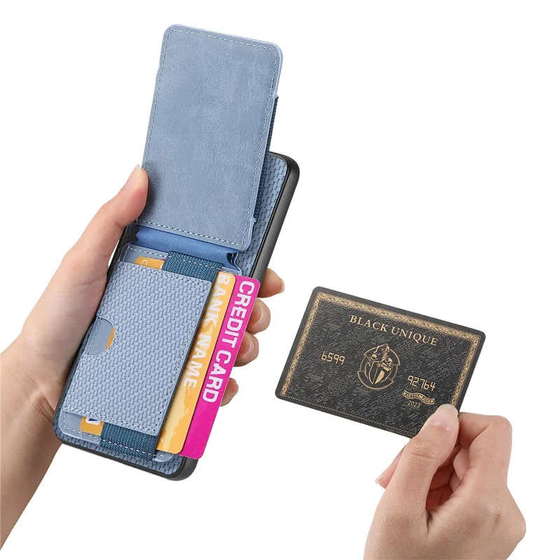 Case with Card Holder For Xiaomi Redmi 14C 4G / 14R 5G / Poco C75 4G Leather+PC+TPU Kickstand Phone Cover - Blue