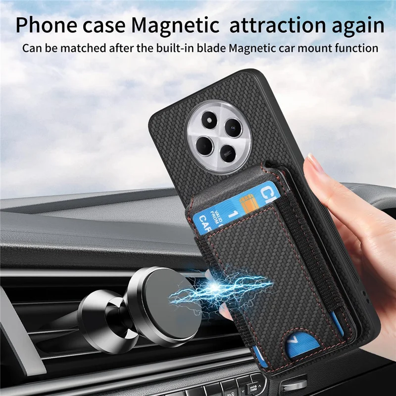 Case with Card Holder For Xiaomi Redmi 14C 4G / 14R 5G / Poco C75 4G Leather+PC+TPU Kickstand Phone Cover - Blue