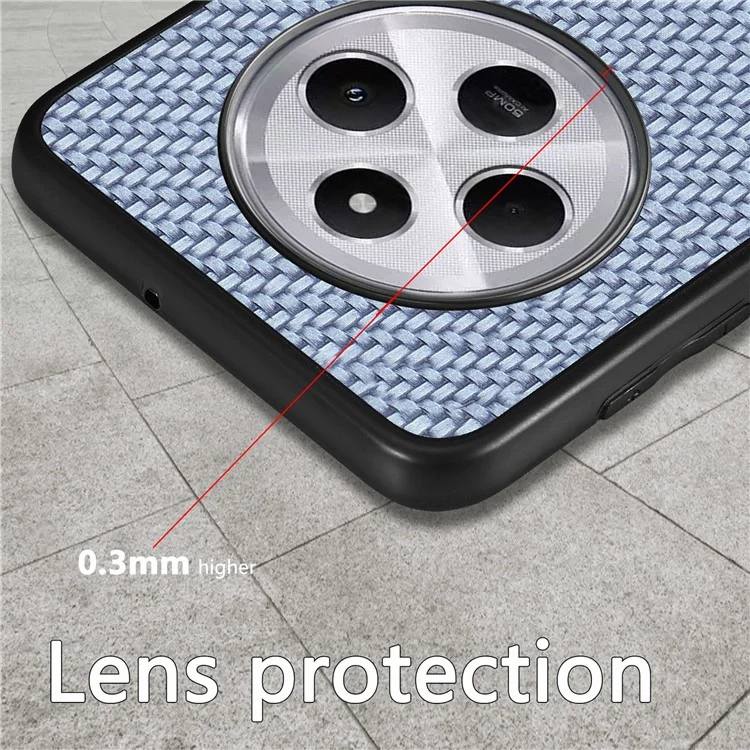 Capa para Xiaomi Redmi 14C 4G / 14R 5G / Poco C75 4G com textura de fibra de carbono PU+PC+TPU - Preta